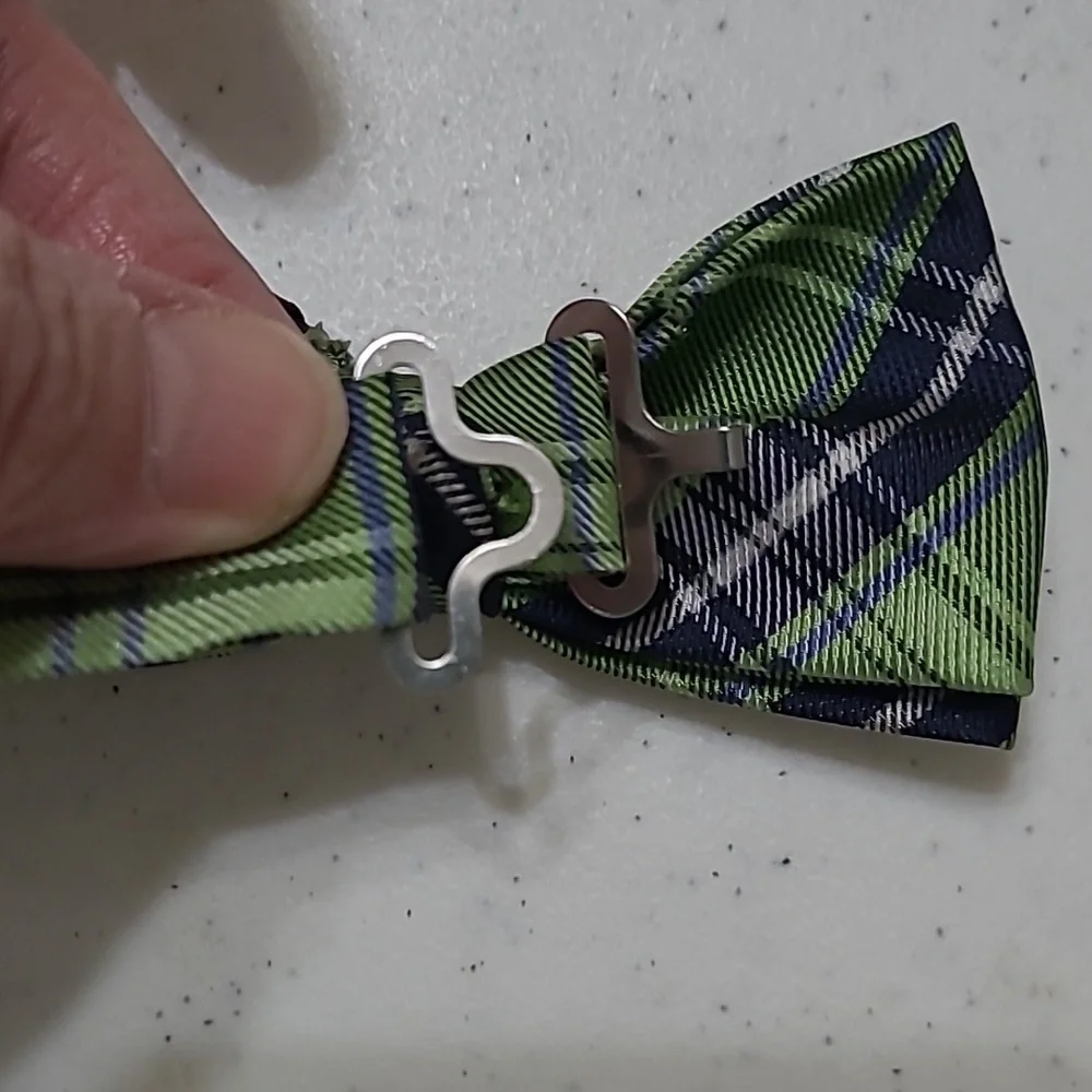 Stylish Green and Blue Plaid Kids Bow Tie